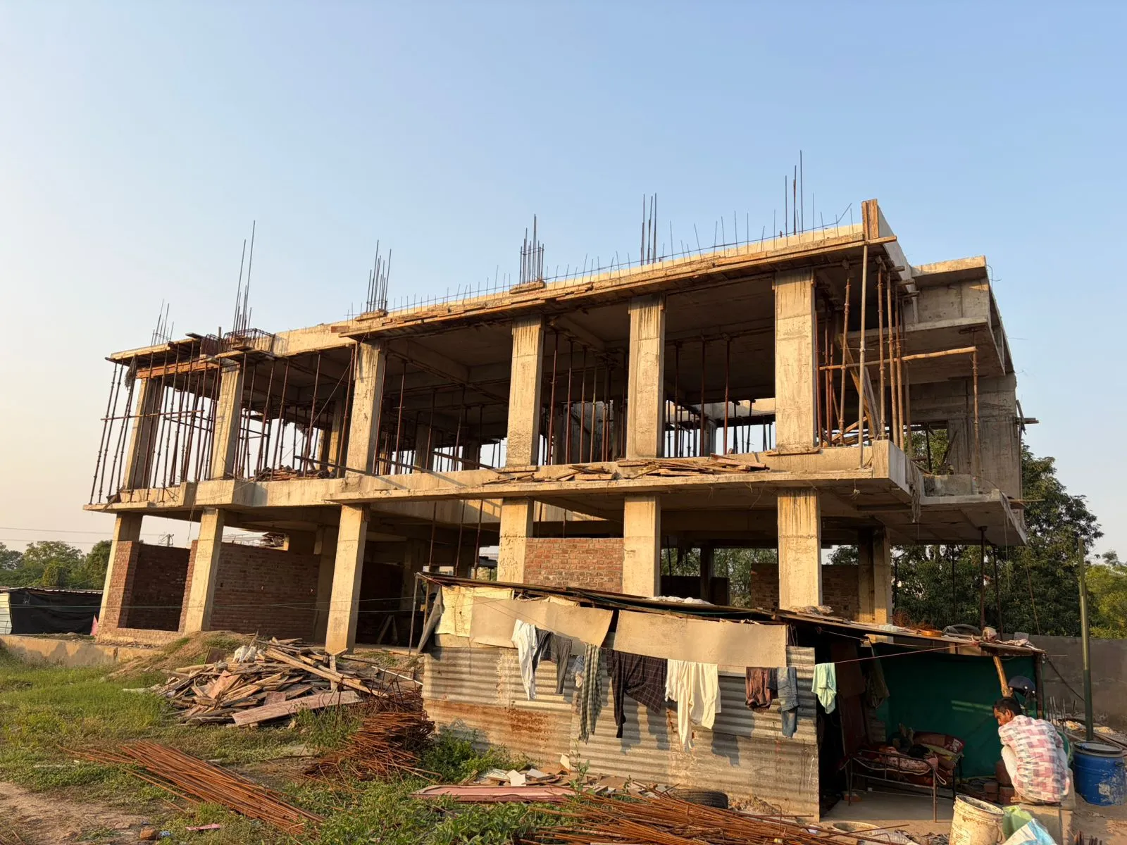 Parishram crew working on structural framing